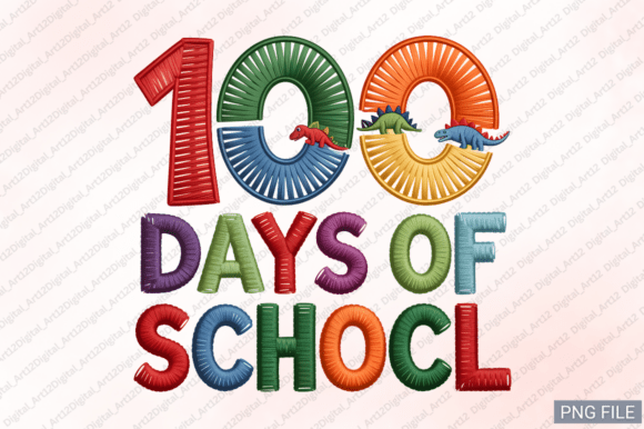 100 Days of School, Embroidery PNG