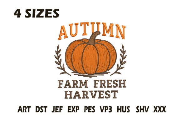 Autumn Farm Fresh Harvest Embroidery Des