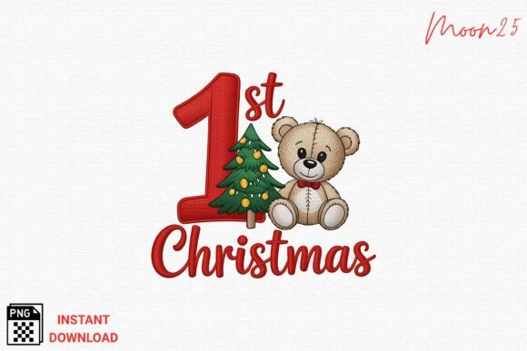 Baby 1st Christmas Embroidery PNG