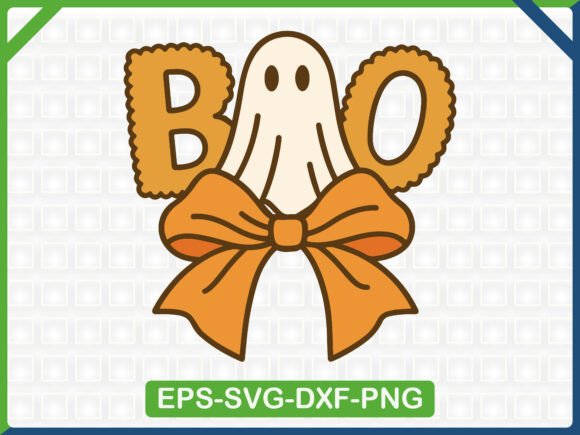 Boo Ghost Bow Embroidery SVG Design