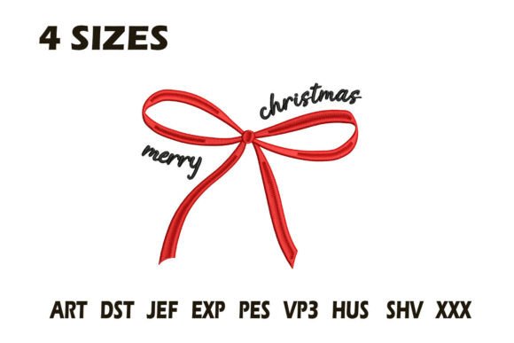 Christmas Bow Embroidery Design