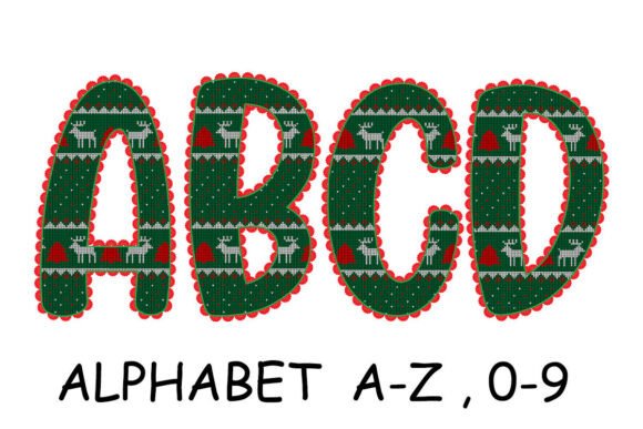 Christmas Embroidery Alphabet PNG Set
