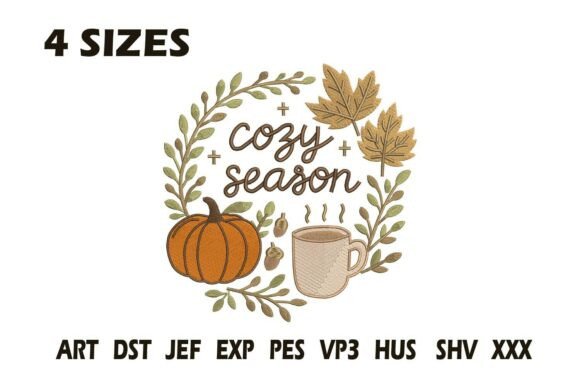 Cozy Season Fall Wreath Embroidery