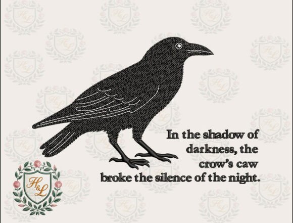 Crow Love Quote Embroidery Files