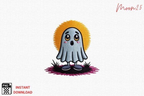Cute Ghost Embroidery PNG