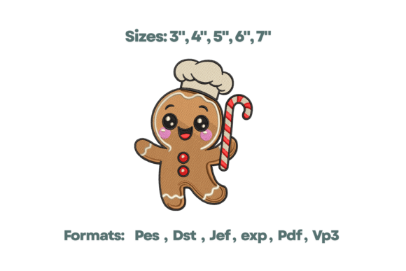 Cute Gingerbread Chef Embroidery