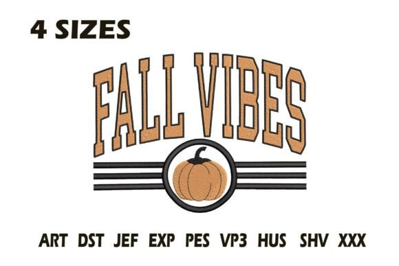 Fall Vibes Varsity Pumpkin Embroidery