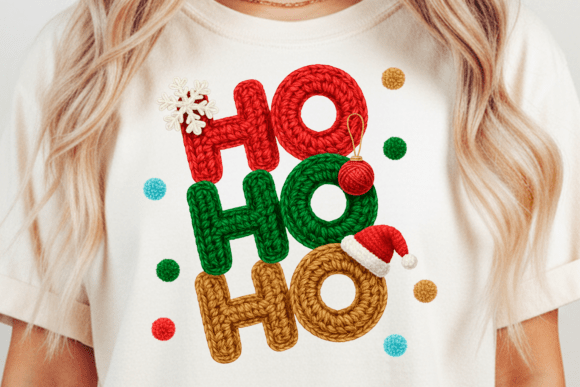 Faux Embroidery Ho Ho Ho PNG Hook Yarn