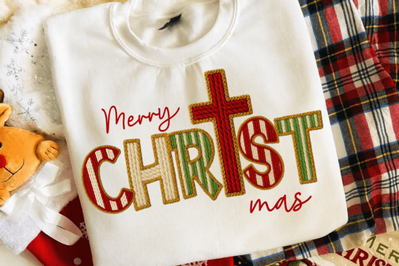 Faux Embroidery Merry ChrisT Mas PNG