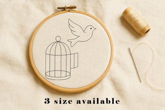 Flying Bird Line Embroidery Design