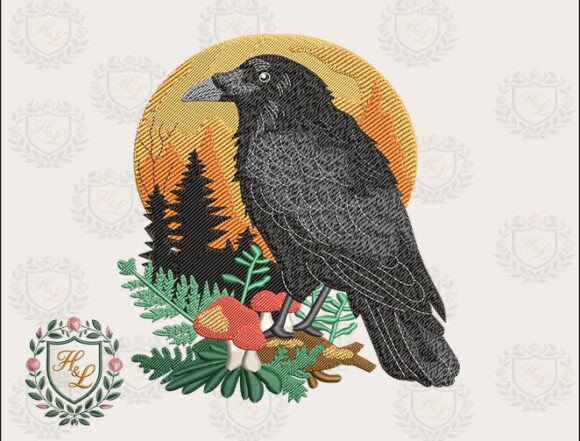 Forest Raven Embroidery Files