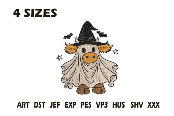 Ghost Cow Halloween Embroidery