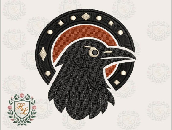 Gothic Bird Badge Embroidery Files