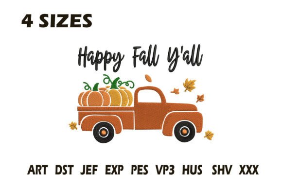 Happy Fall Y’all Truck Embroidery Design