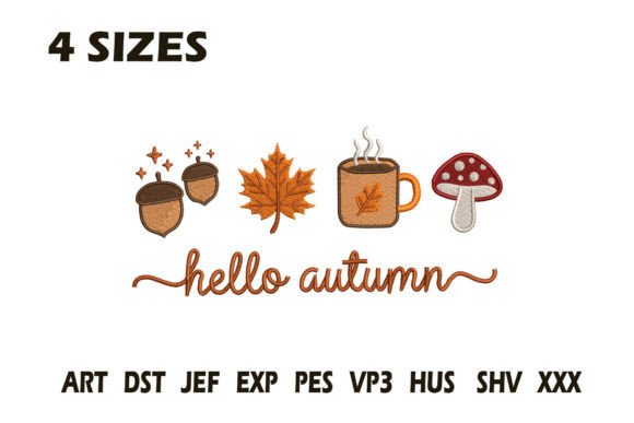 Hello Autumn Fall Embroidery Design