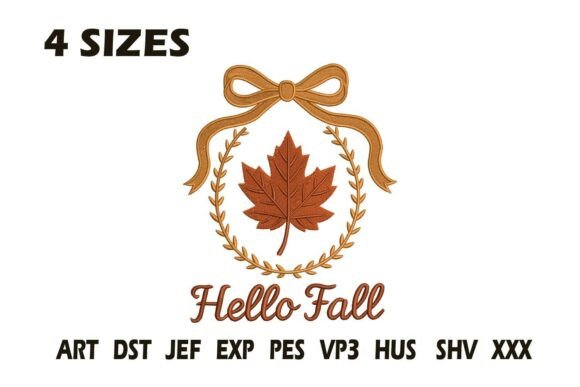 Hello Fall Wreath Embroidery Design