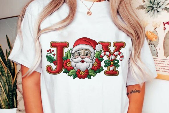Joy Faux Embroidery Christmas PNG