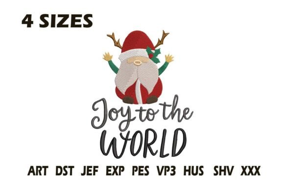 Joy to the World Gnome Embroidery Design