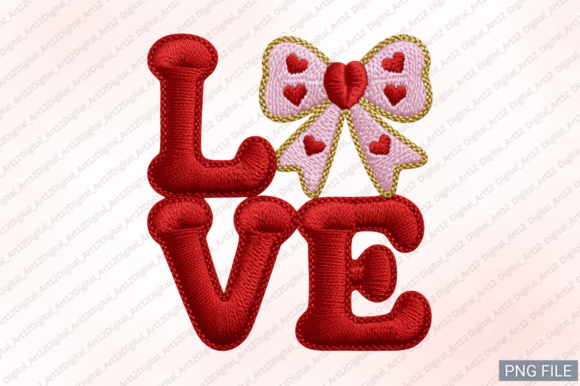 Love Embroidery PNG, Love Sublimation