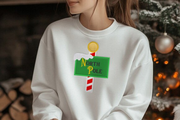 North Pole Sign Applique Embroidery