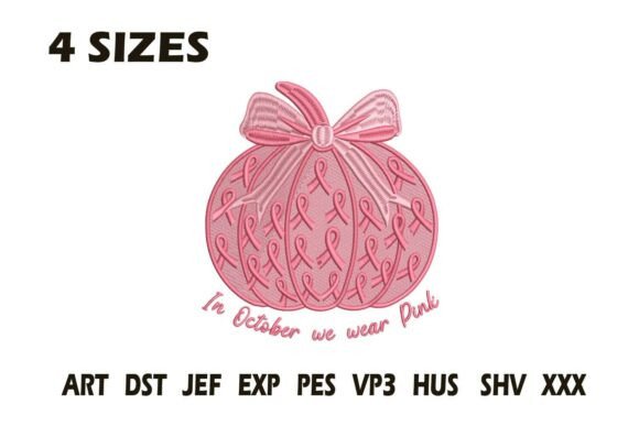 Pink Ribbon Pumpkin Embroidery