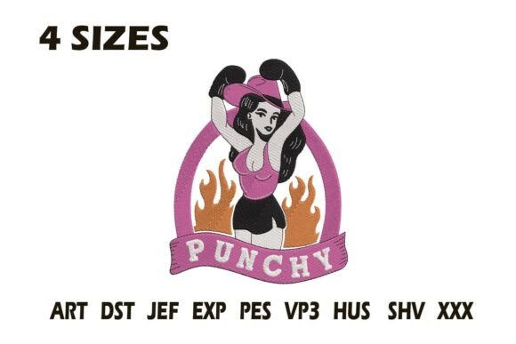 Punchy Cowgirl Embroidery Design