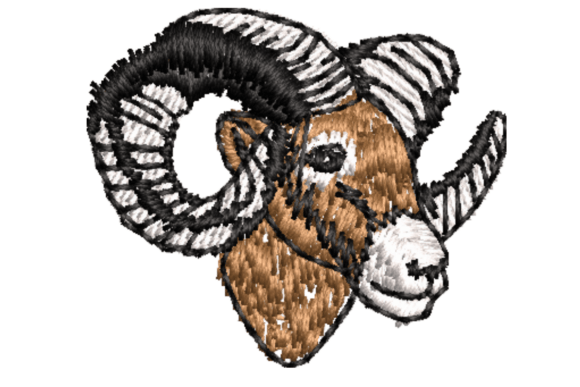 Ram Head Embroidery Design