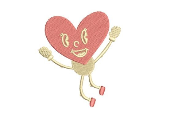 Retro Heart Character Embroidery Design