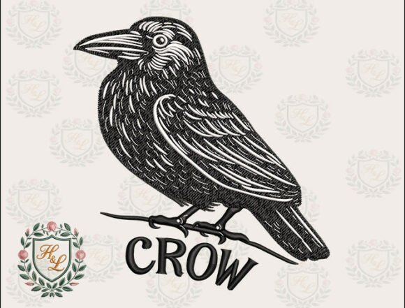 Rustic Bird Crow Embroidery Files