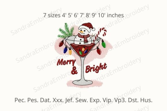 Snowman in a Glass Embroidery Design