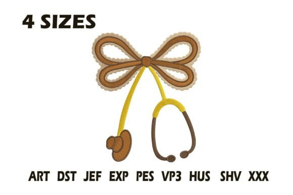 Stethoscope Bow Embroidery Design