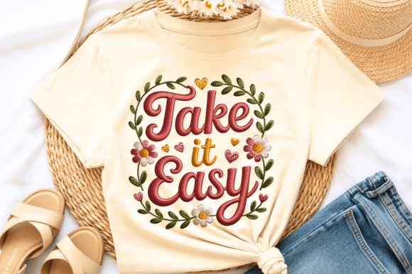 Take It Easy Embroidery PNG