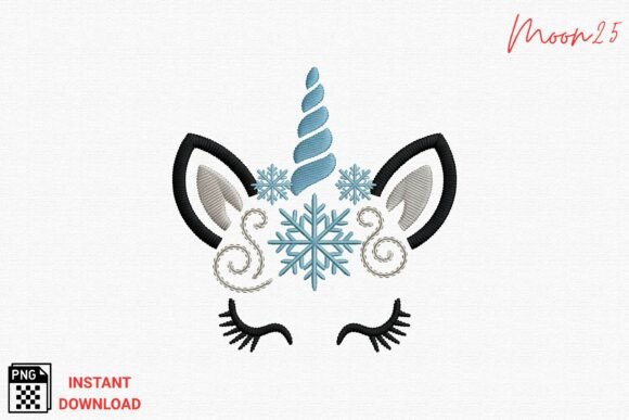 Winter Unicorn Embroidery PNG